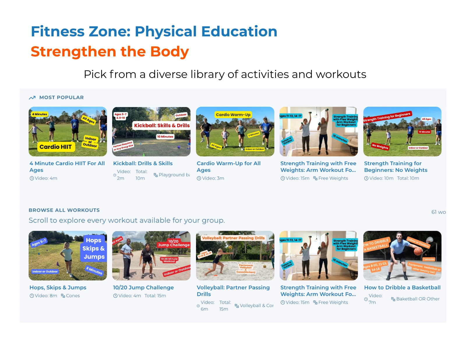 Fitness Zone video library